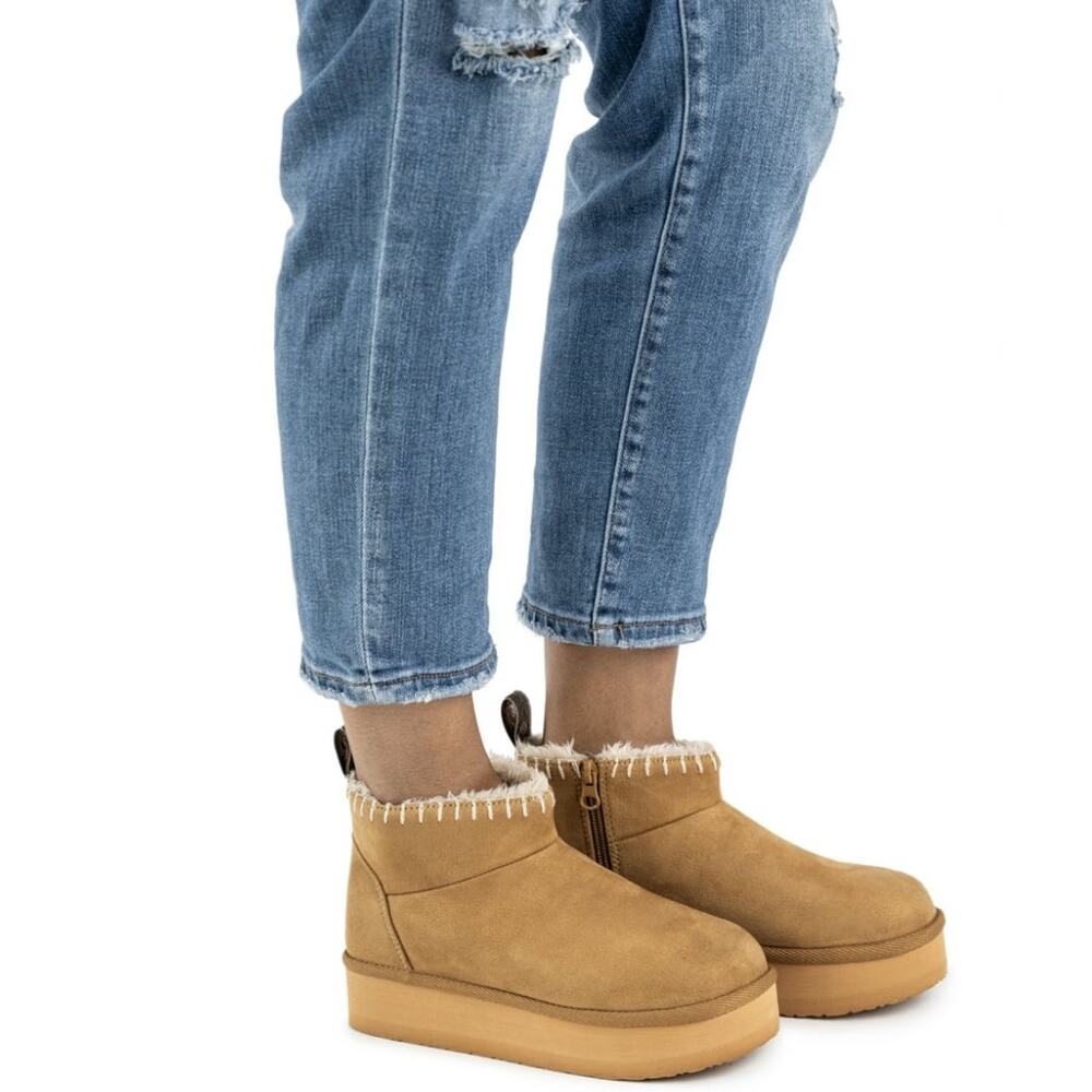MUK LUKS Womens, Teens Tween Fur lined Augie Mini Side-Zip Cozy Booties, Size 7